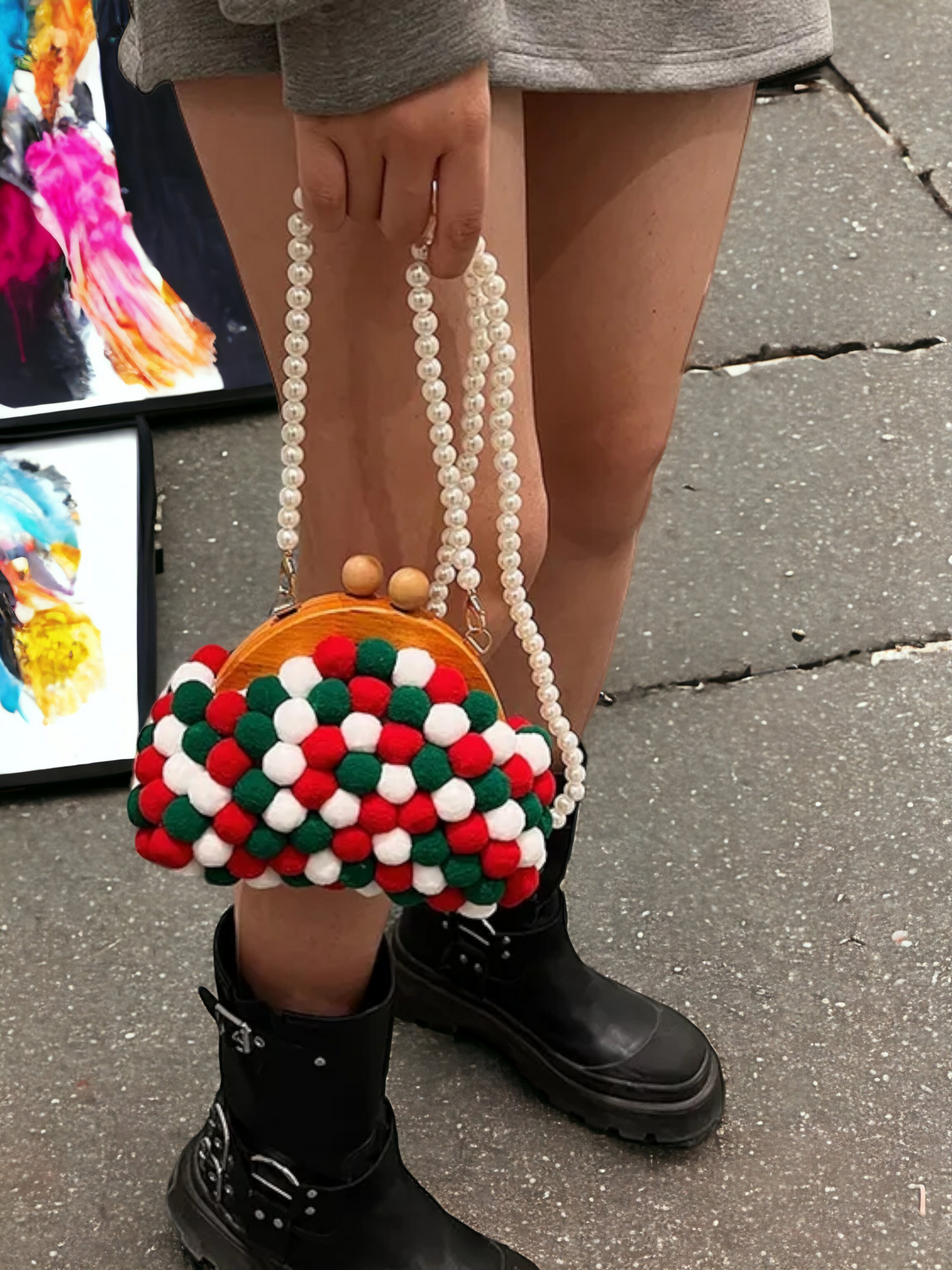 Sac a main en boule de fourrure